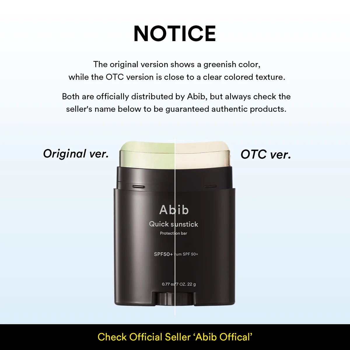 [Abib] Quick Sun Stick Protection Bar SPF50+/Broad Spectrum (0.77oz/22g) - Palace Beauty