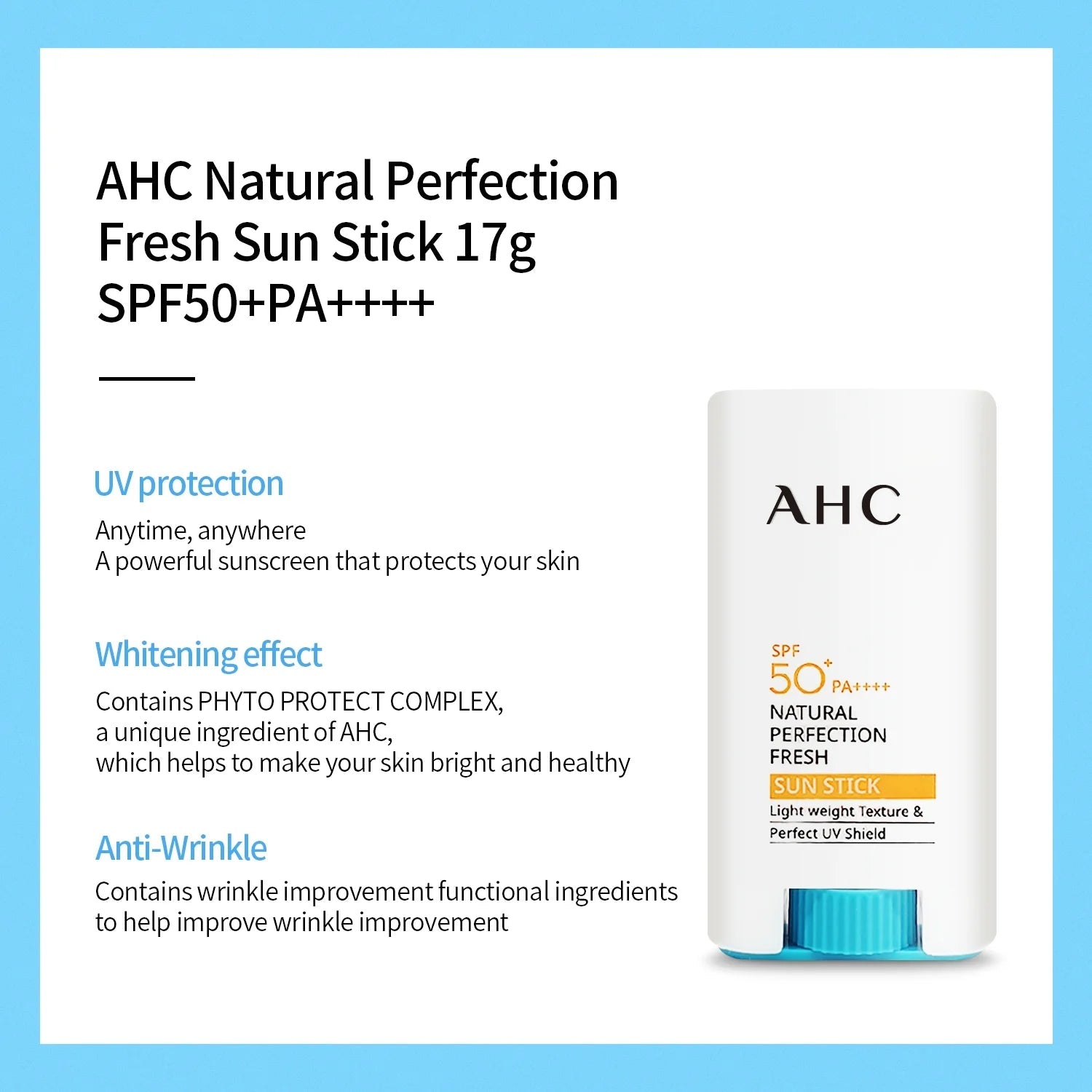 [AHC] Natural Perfection Fresh Sun Stick SPF50+ PA++++ (17g/0.59oz) - Palace Beauty