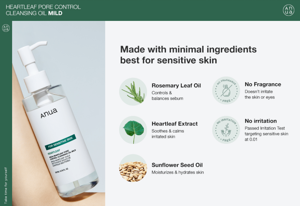 [ANUA] HEARLEAF PORE CONTROL CLEANSING OIL MILD 200ml - Palace Beauty