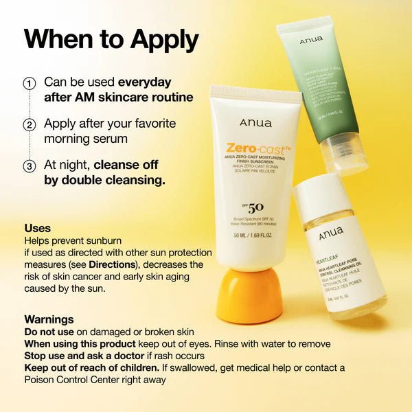[Anua] Zero - cast Moisturizing Finish Sunscreen SPF50+ PA++++ 50ml - Palace Beauty