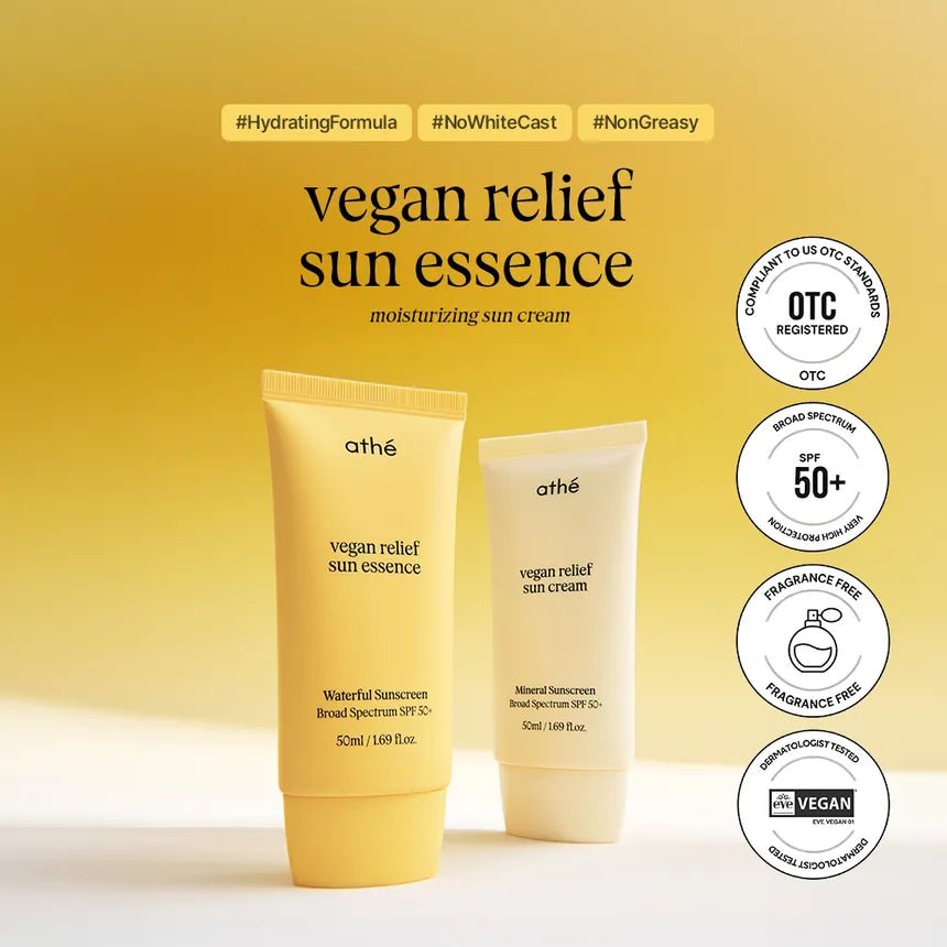 [athe] Vegan Relief Sun Essence waterful sunscreen broad spectrum SPF50+ 50ml - Palace Beauty