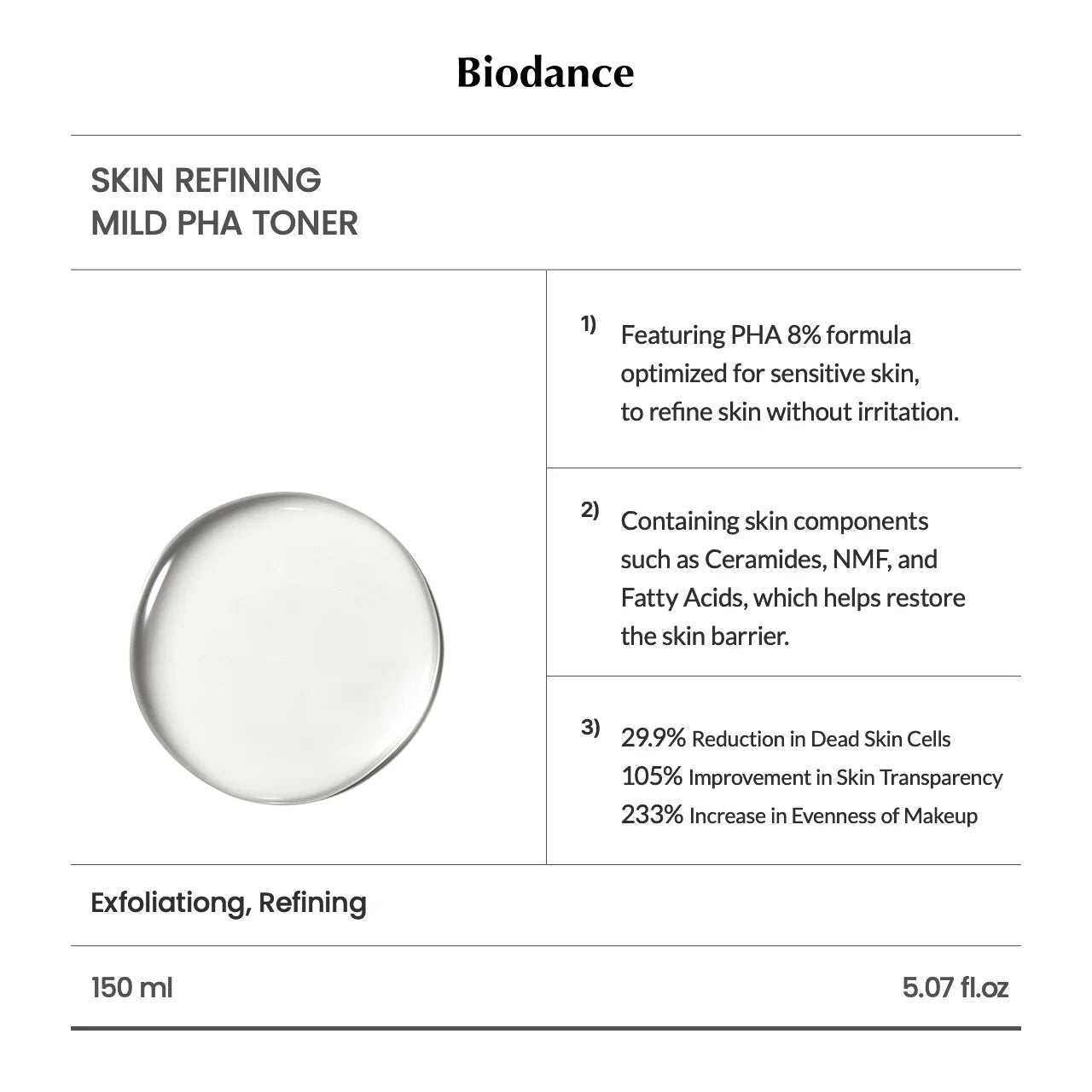 [Biodance] Skin Refining Mild PHA Toner 150ml - Palace Beauty