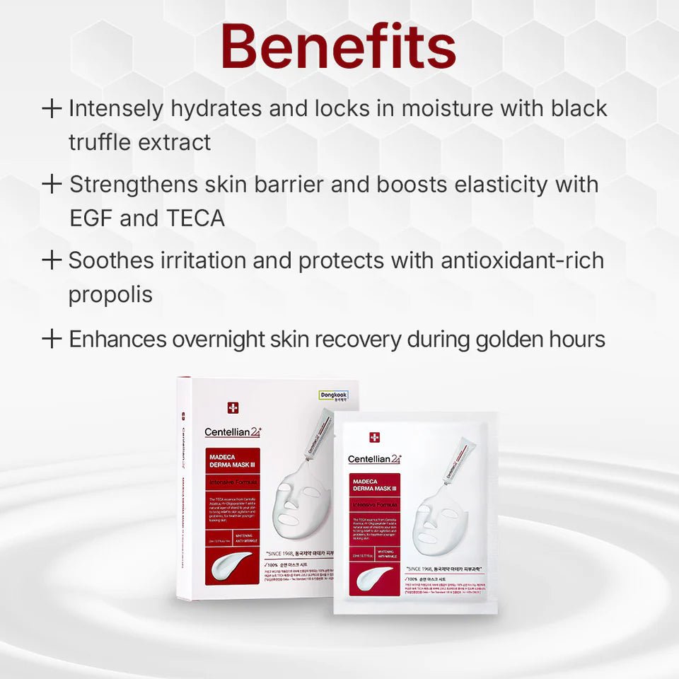 [Centellian24] Madeka Derma Mask Sheet III Intemsive Formula 100% cotton sheet (1pc or 1box(10pcs) - Palace Beauty