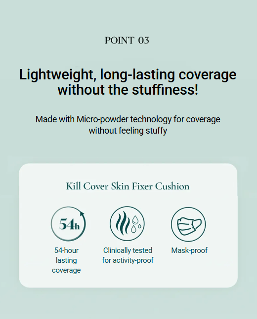 [CLIO] Kill Cover Skin Fixer Cushion +refill (15g/0.52oz) - Palace Beauty
