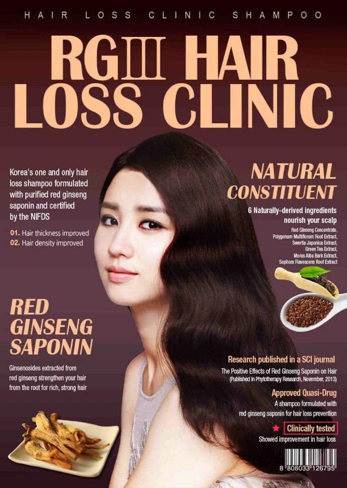 [cosmocos] RGIII Red Ginseng Hair Loss Clinic Shampoo Set (520Ml/ 17.58fl.oz X 3Ea) - Palace Beauty