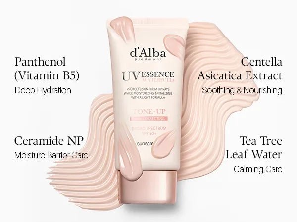 [d'Alba] UV Essence Waterfull+ Tone - up Pink Correcting Sunscreen OTC Ver. (US FDA STANDARD) 50ml - Palace Beauty