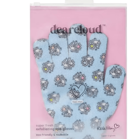 [dearcloud] X Keith Haring Super Fresh Exfoliating Spa Gloves eco - friendly & reusable [1pair(2gloves)] - Palace Beauty