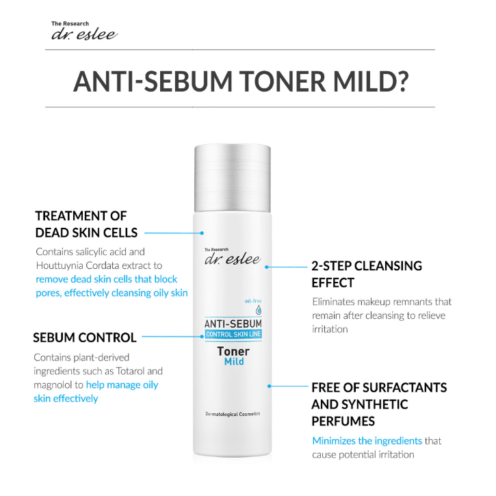 [dr.eslee] Anti - Sebum Oily Skin Care Toner Mild (60ml) - Palace Beauty
