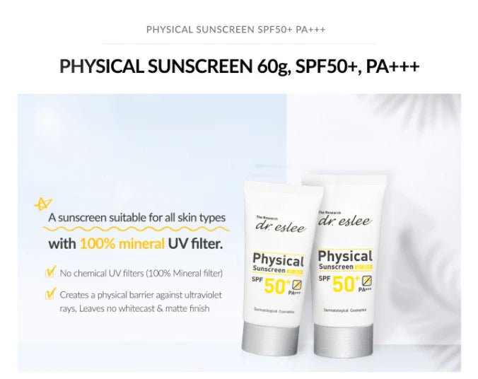 [dr.eslee] Physical Sunscreen SPF 50+ PA+++(60g/2.02fl.oz) - Palace Beauty