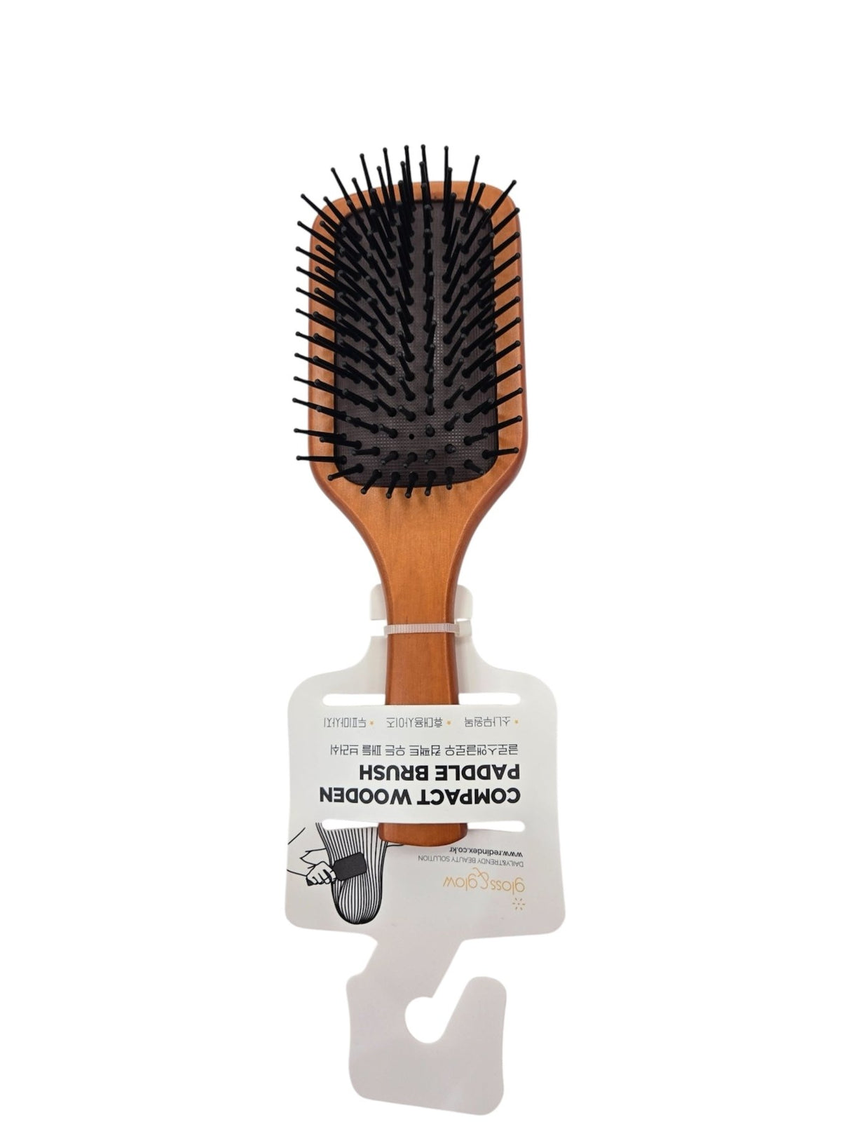 [gloss&glow] Compact Wooden Paddle Brush (small) - Palace Beauty