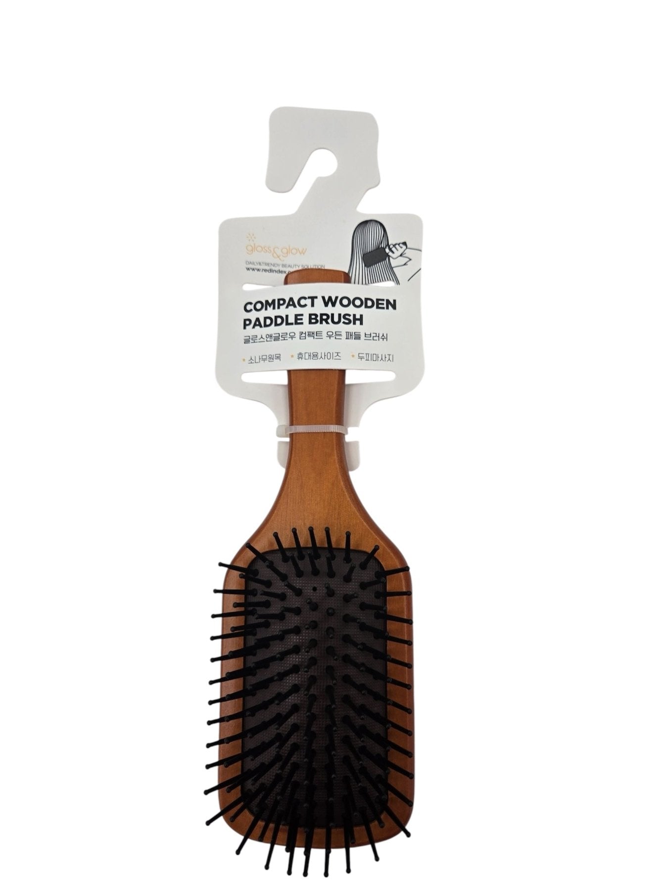 [gloss&glow] Compact Wooden Paddle Brush (small) - Palace Beauty