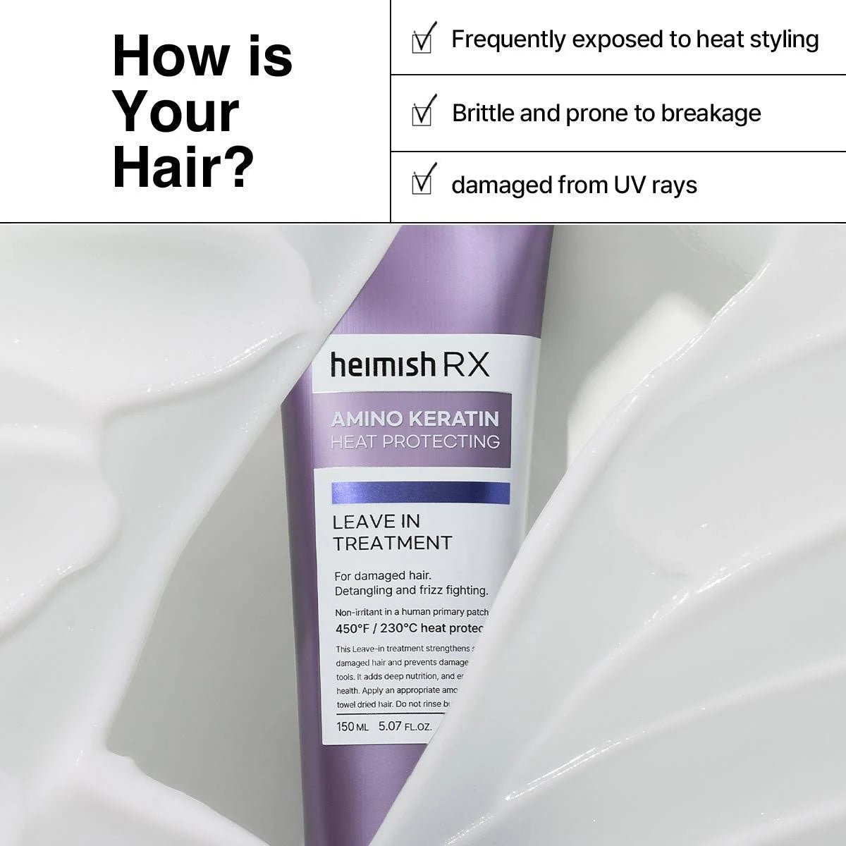 [heimish] RX Amino Keratin Heat Protecting Leave In Treatment 150ml - Palace Beauty