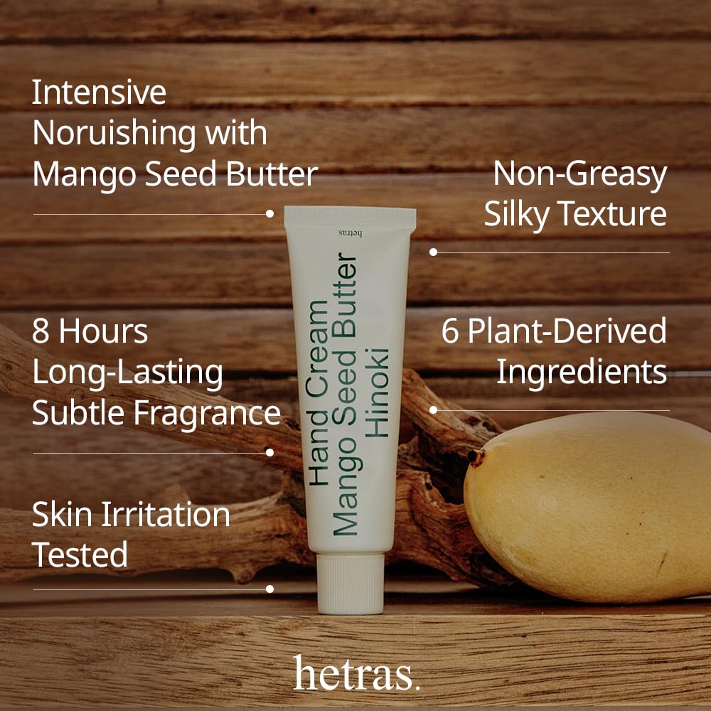 [hetras] Mango Seed Butter Perfume Hand Cream (50mL) Hinoki - Palace Beauty