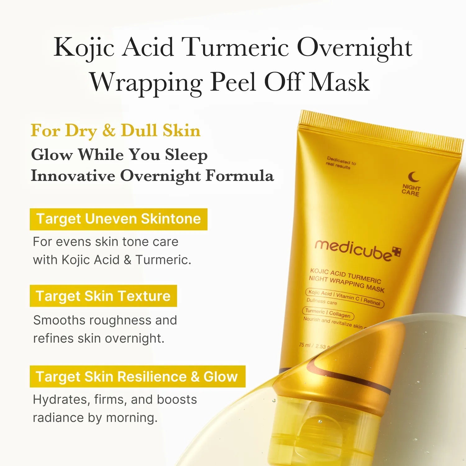 [medicube] Kojic Acid Turmeric Night Wrapping Mask 75ml - Palace Beauty