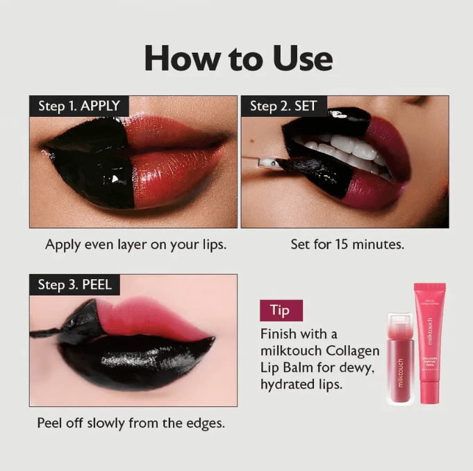 [Milktouch] Black Peel Off Lip Tattoo - 5 Colors - Palace Beauty