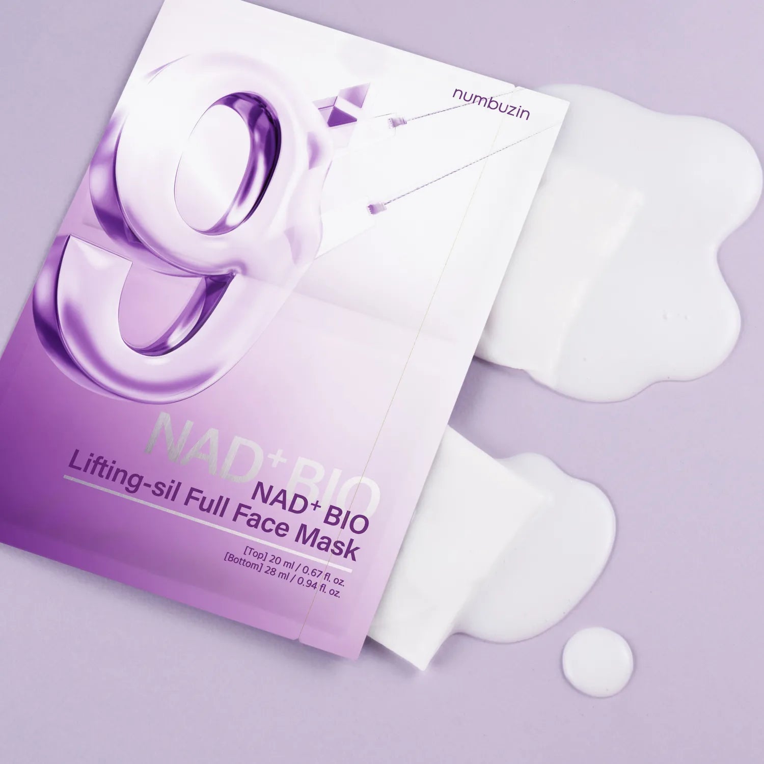 [numbuzin] No. 9 NAD Bio Lifting - sil Full Face Pack Sheet 4ea Set (+Fabric Lifting Band) - Palace Beauty