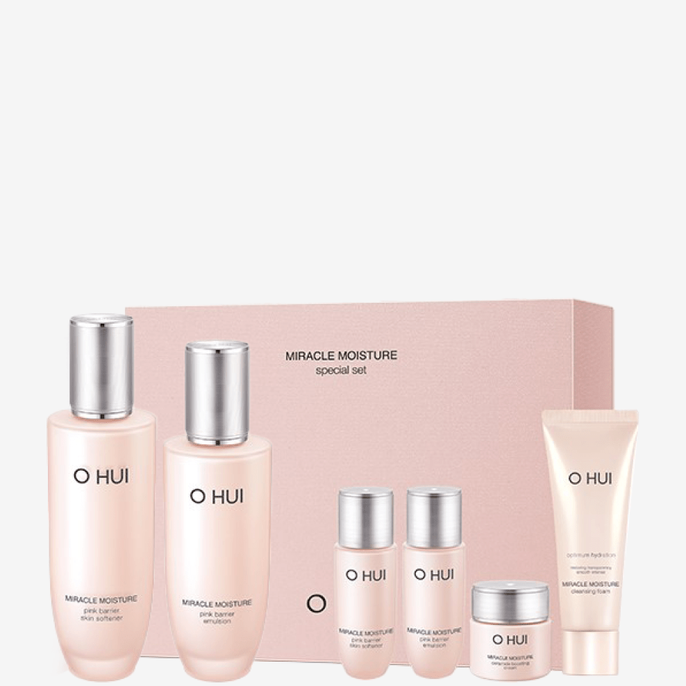 [OHUI] Miracle Moisture 2psc Special Set FREE GIFT Foam Cleanser(80ml) + 5pcs travel kit - Palace Beauty