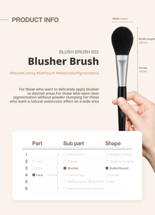 [STUDIO17] Blusher Brush 833 - Palace Beauty