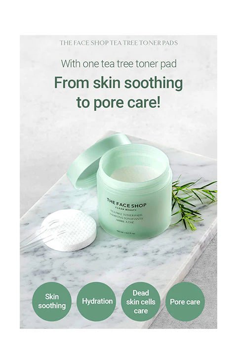 [THE FACE SHOP] Tea Tree Toner Pads (150Ml/5.0fl.oz) - Palace Beauty