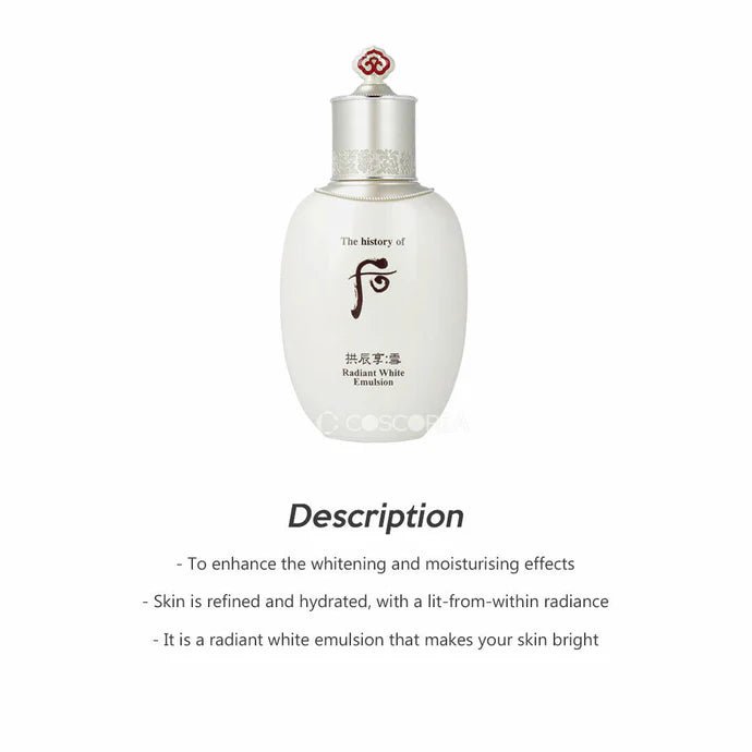 [The History of Whoo] Gongjinhyang : Seol Radiant White Emulsion (110Ml/3.72fl.oz) - Palace Beauty