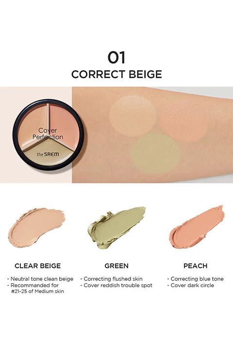 [the SAEM] Cover Perfection Triple Pot Concealer (4.5g/0.16fl.oz) - Palace Beauty