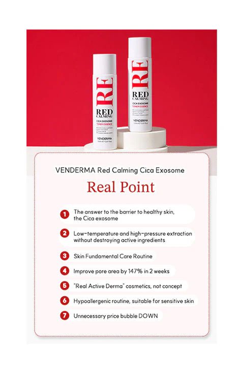 [VENDERMA] Red Calming Cica Exosome Toner Essence (150ml/5.07fl.oz) - Palace Beauty